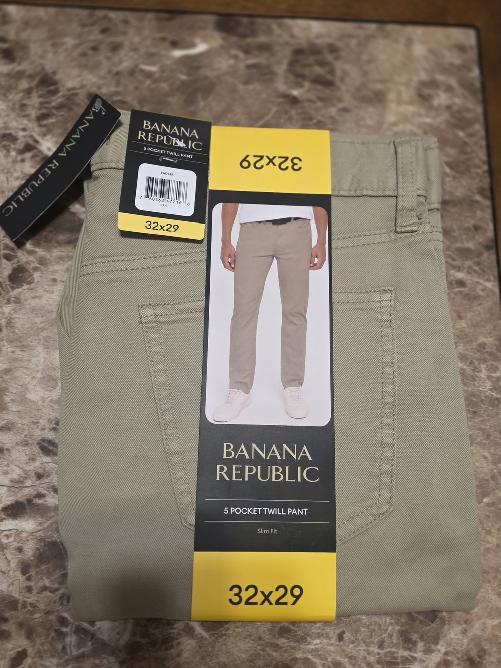 Banana Republic Men's Slim 5-Pocket Twill Pants - Olive/Tan